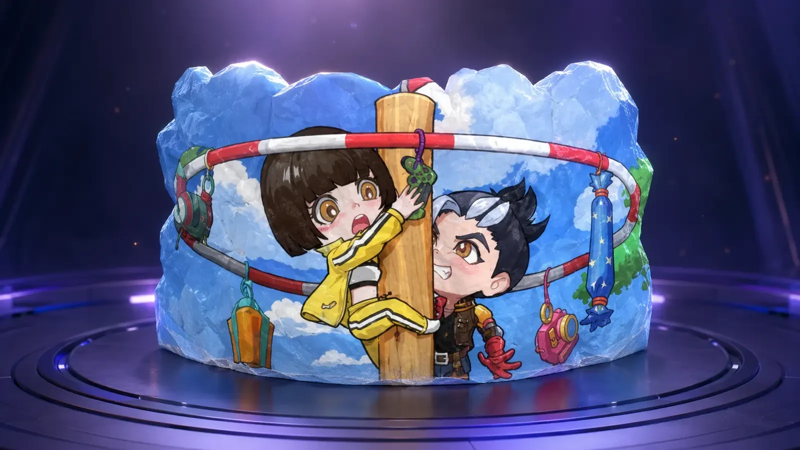 Pole Climbing Gloo Wall reward displayed on a futuristic event platform