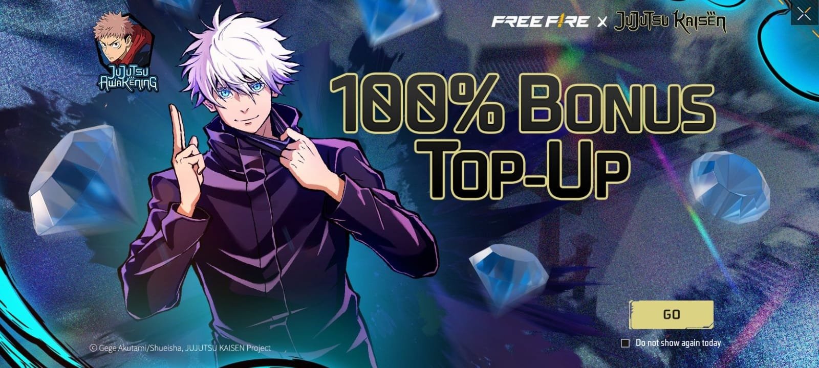 Free Fire 100% bonus Topup