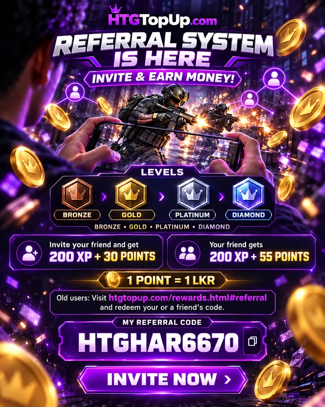 HTGTopUp Referral System Guide: Invite Friends and Earn Rewards